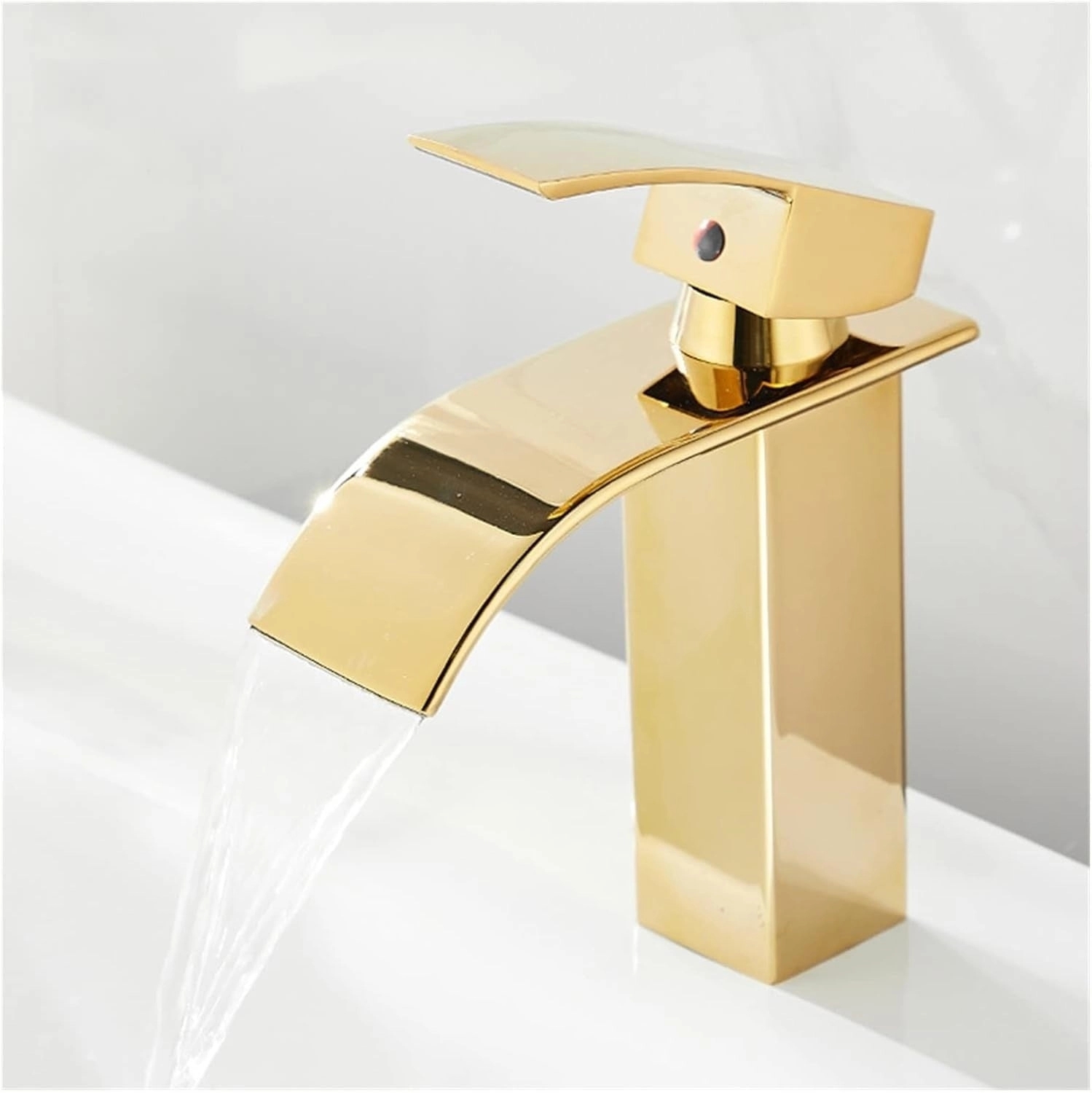 Aquieen Deck Mounted Basin Mixer Tap In Gold Finish | Heavy-Duty Brass Made | Hot & Cold Water Tap | Cascada Series by Aquieen : Colours available: Gold 4 3