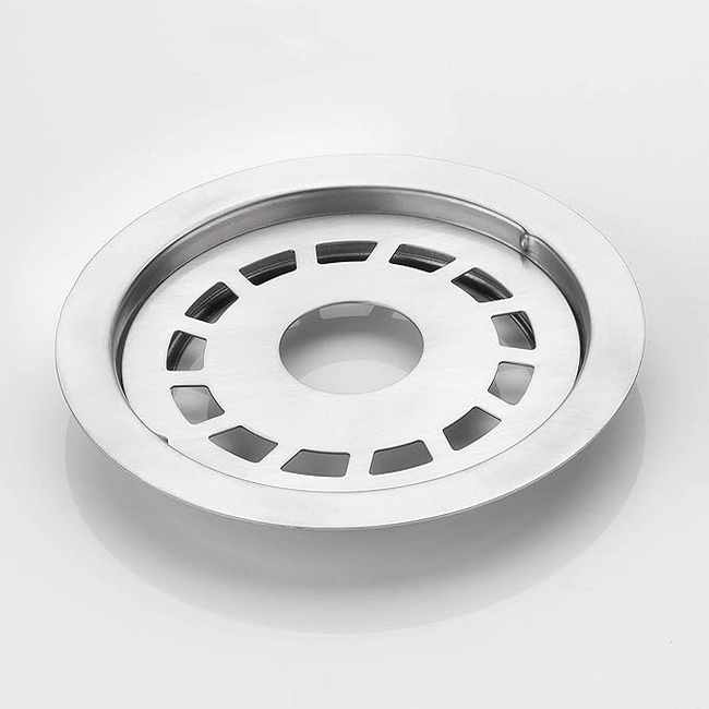 Aquieen 5x5 Inch Floor Grating / Drainer With Pipe Hole | Round Design & SS304 Drainer In Matte Finish | Anti-Clog & Drain Cover & Kitchen by Aquieen : Colours available: Chrome 1 1
