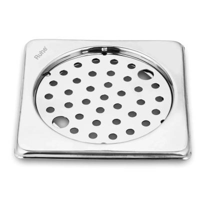 Ruhe Plain Neon With Collar Square Floor Drain 5 x 5 Inches With Lock by Ruhe : Colours available: Silver