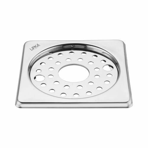 Lipka Eon Square Floor Drain with Plain Jali, Lock and Hole (5 x 5 Inches)