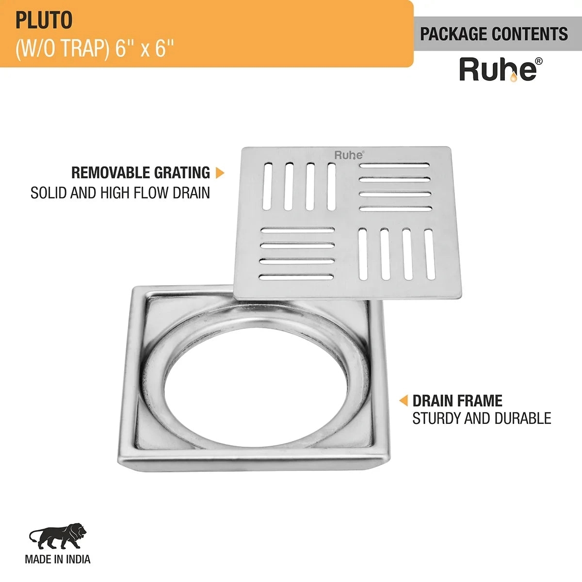Ruhe Pluto Square Premium Floor Drain 6 x 6 Inches by Ruhe 2 3