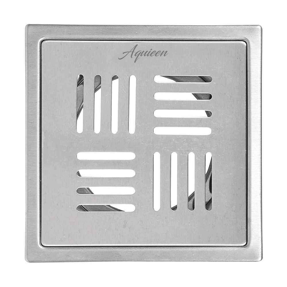 Aquieen 6x6 Inch Floor Grating / Drainer with Anti-Foul Cockroach Trap | Florin Design, In Matte Finish & SS304 Drainer | Anti-Clog & Drain Cover & Kitchen by Aquieen : Colours available: Chrome 2 2