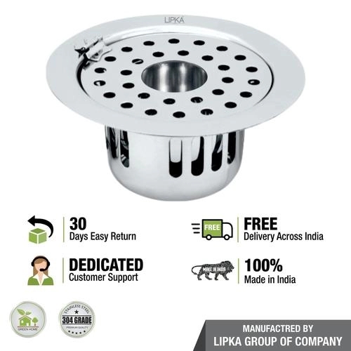 Lipka Round Flat Cut Floor Drain (5.5 inches) with Hinge, Hole & Cockroach Trap 3