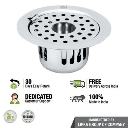 Lipka Round Flat Cut Floor Drain (5.5 inches) with Hinge, Hole & Cockroach Trap 3