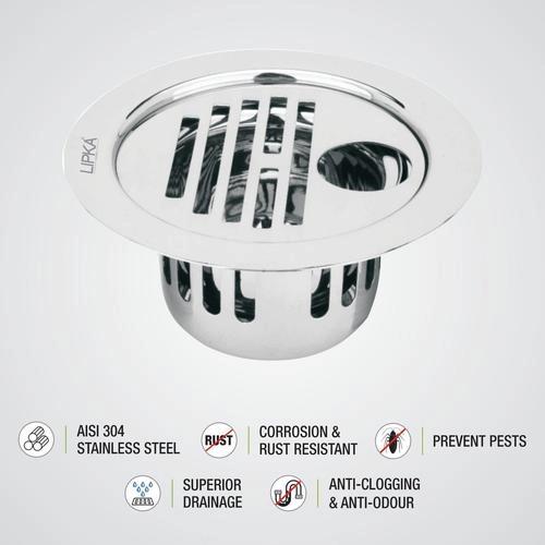Lipka Golden Classic Jali Round Flat Cut Floor Drain (5.5 inches) with Hole and Cockroach Trap 3