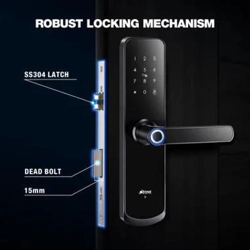 Ozone Smart Bluetooth Lock for Wooden & Metal Doors - OZ-FDL-04-Life-BL Std Black by Ozone : Colours available: Black 3 5