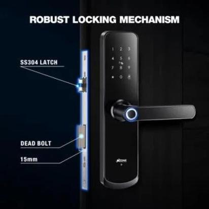 Ozone Smart Bluetooth Lock for Wooden & Metal Doors - OZ-FDL-04-Life-BL Std Black by Ozone : Colours available: Black 3 5