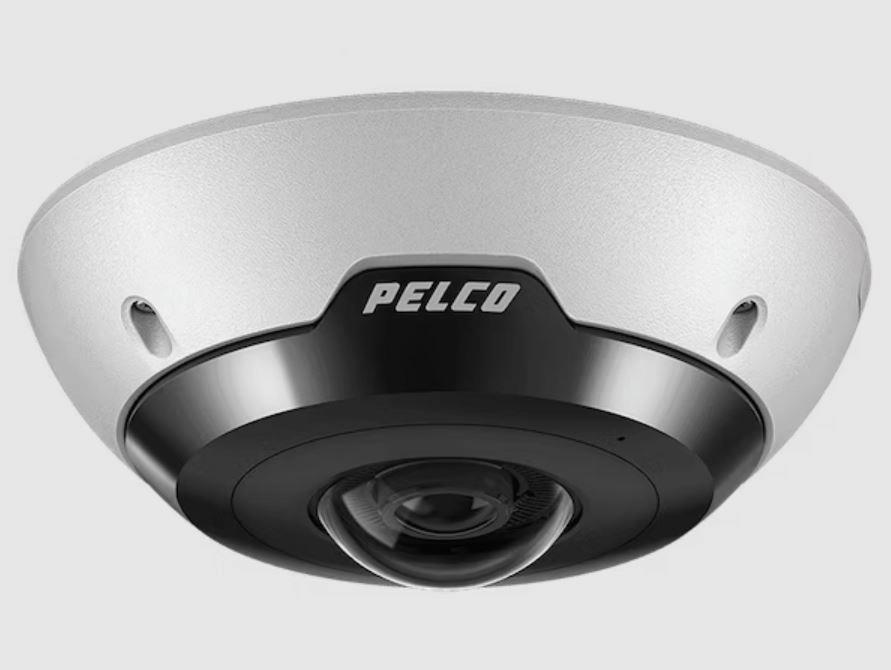 Pelco 8MP Fisheye Environmental built In IR Illumination Surface Mount IP Camera Client Side Dewarping True WDR 30 FPS Smart Analytics