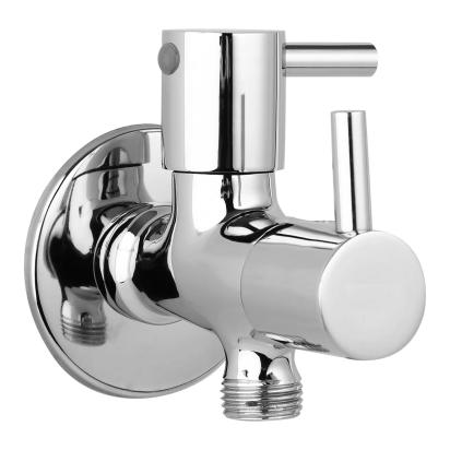 Aquieen 2-In-1 Angle Cock With Wall Flange In Chrome Finish | Heavy-Duty Brass Made | Fluid Series | Multi-Use Valve by Aquieen : Colours available: Chrome 2 1
