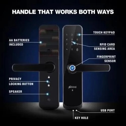 Ozone Smart Bluetooth Lock for Wooden & Metal Doors - OZ-FDL-04-Life-BL Std Black by Ozone : Colours available: Black 1 3