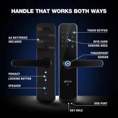 Ozone Smart Bluetooth Lock for Wooden & Metal Doors - OZ-FDL-04-Life-BL Std Black by Ozone : Colours available: Black 1 3