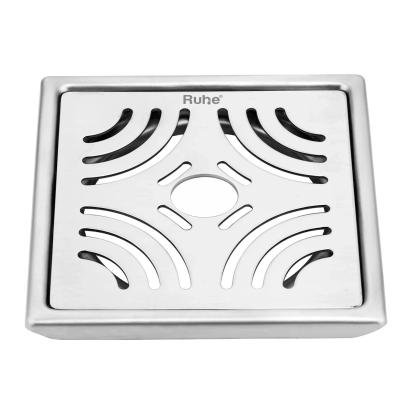 Ruhe Venus Square Premium Floor Drain with Hole - (6 x 6 Inches) by Ruhe : Colours available: Silver