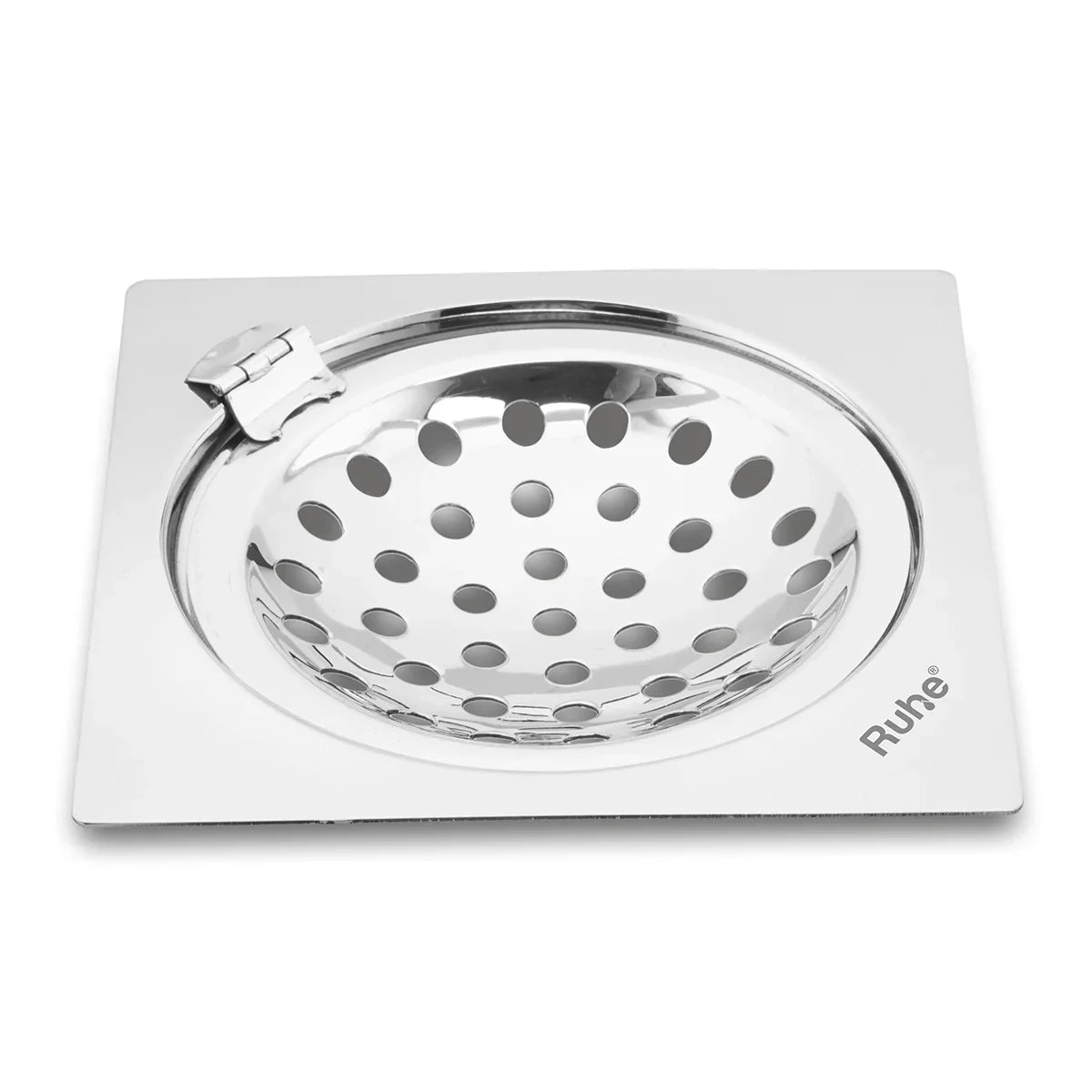 Ruhe Neon Square Flat Cut Floor Drain 6 x 6 inches With Hinged Grating Top by Ruhe : Colours available: Silver