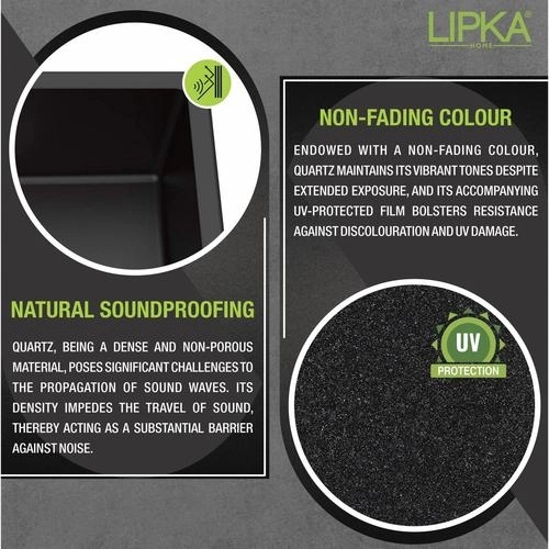 Lipka Black Quartz Single Bowl Kitchen Sink (21 x 18 x 9 Inches) 3