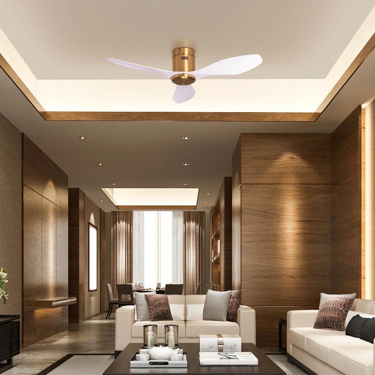 The WhiteTeak Malibu (127 cm Span, Gold Finish Metal Body, White Finish ABS Blades) Ceiling Fan 2