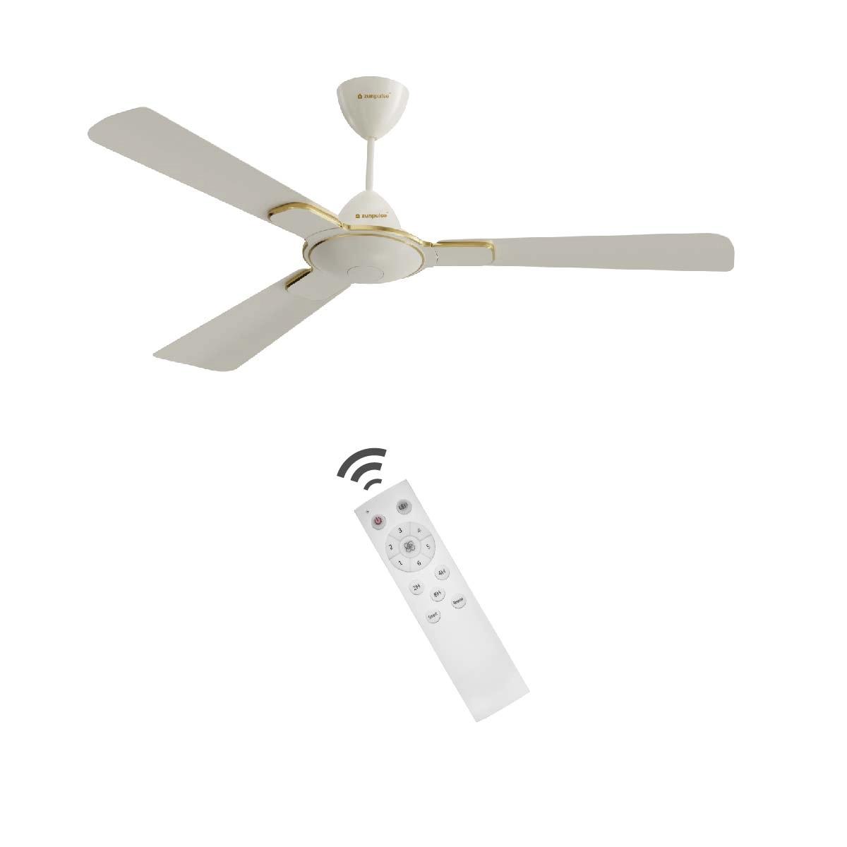 ZunPulse Royal BLDC 5 Star Rated High Speed 1200 mm Remote Controlled 3 Blade Ceiling Fan (Ivory)