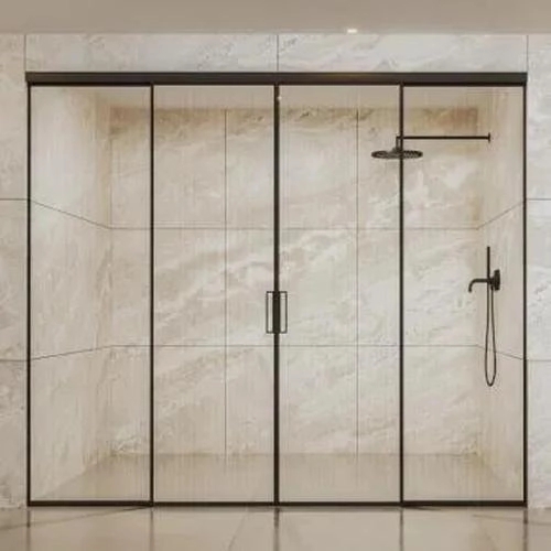 Ozone Linea Slim Frame (4507) Sliding Shower System (2+2) by Ozone : Colours available: Black 2 2