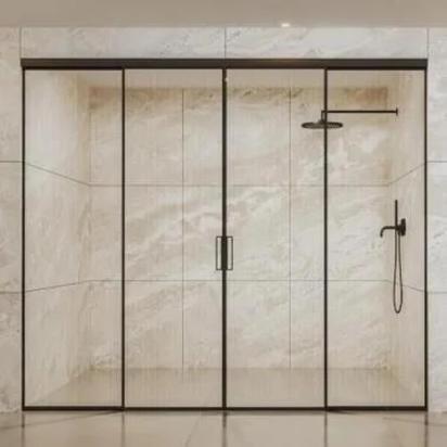 Ozone Linea Slim Frame (4507) Sliding Shower System (2+2) by Ozone : Colours available: Black 2 2