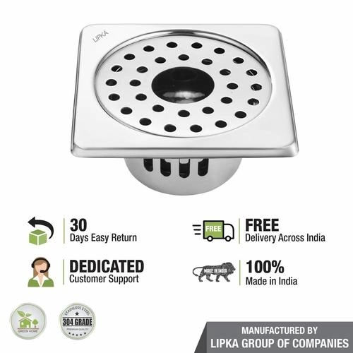 Lipka Square Floor Drain (6 x 6 Inches) with Hole and Cockroach Trap 4