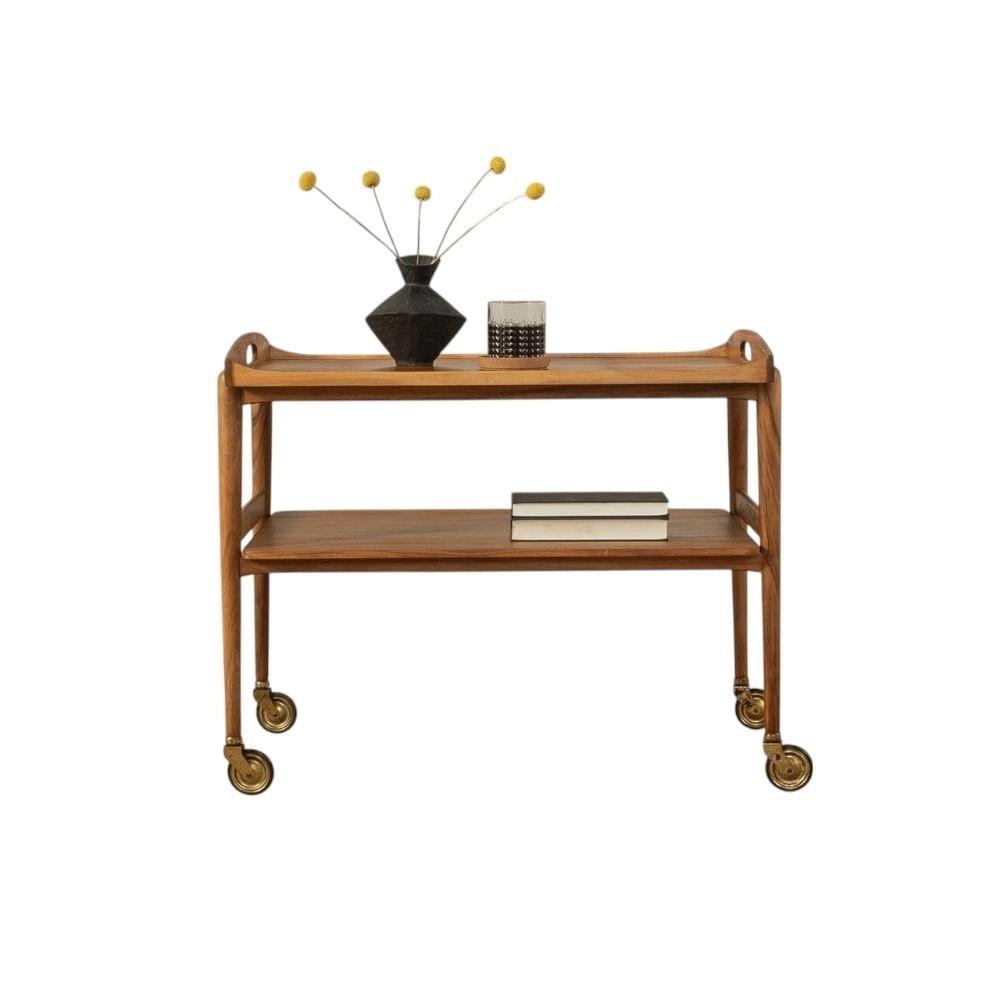 Adhunika Furnitures Premium Wooden Serving Trolley for Hotels – 2-Tier Elegant Food Cart on Wheels 1