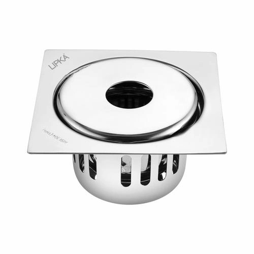 Lipka Full Moon Square Floor Drain (5 x 5 Inches) with Hole and Cockroach Trap