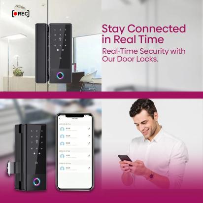 Homemate Wi-Fi Smart Glass Door Lock by Homemate : Colours available: Black 2 3