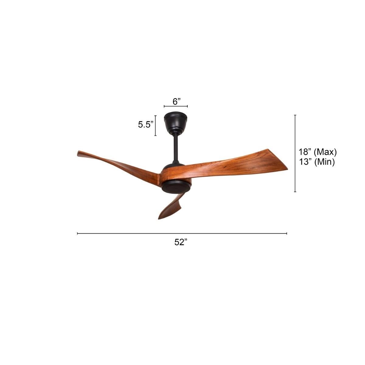 TheWhiteTeak Slipstream (132 cm Span, Black Finish Metal Body, Teak Wood Finish Solid Wood Blades) Ceiling Fan 3