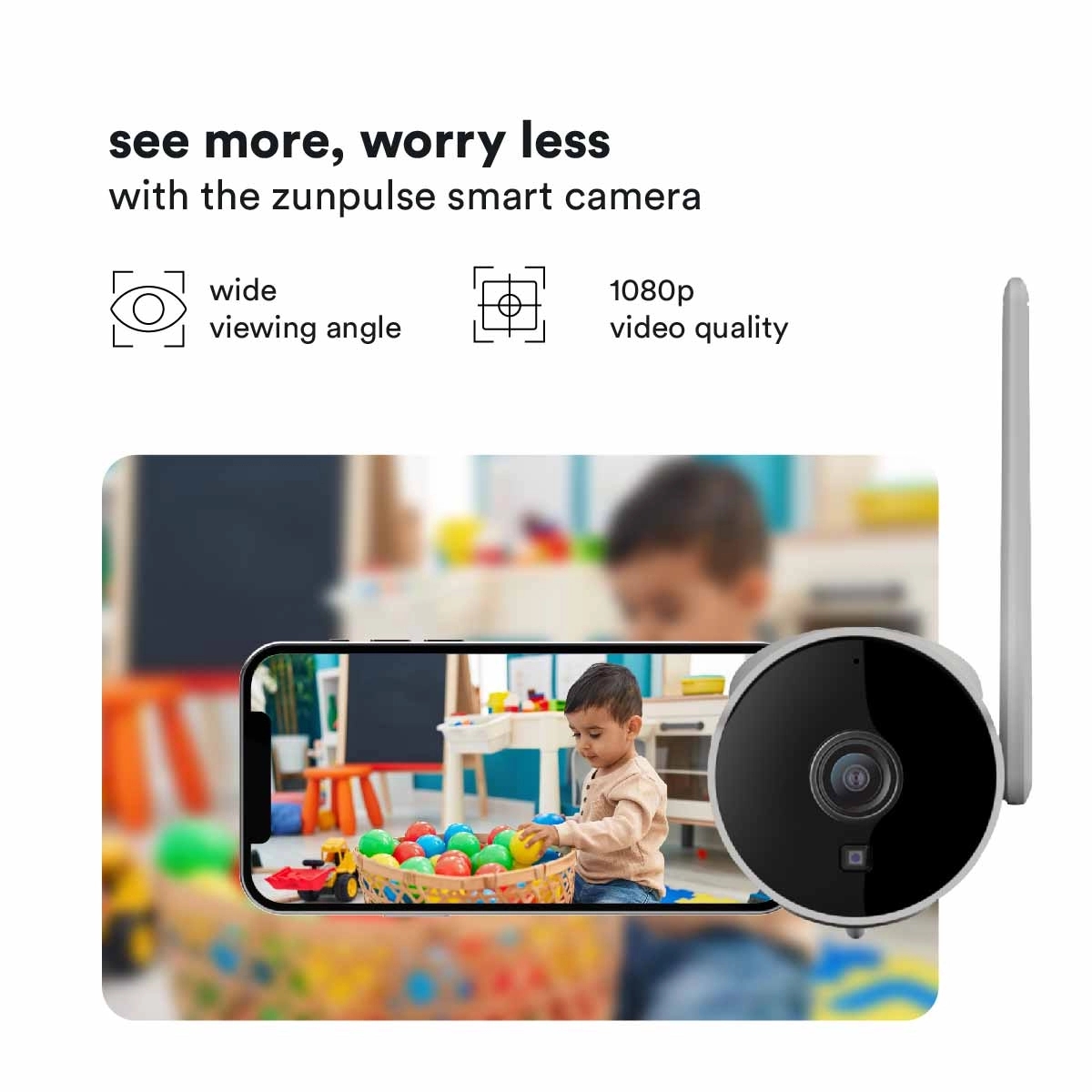 Zunpulse Bullet Smart Camera - 1080P FHD, Motion Detection, 2-Way Audio, Cloud Storagee by Zunpulse for Indoor, Outdoor : Colours available: White 1 1