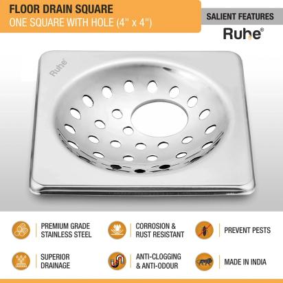 Ruhe One Square with Collar Floor Drain 4 x 4 inches by Ruhe 2 2