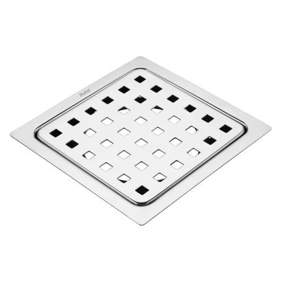 Ruhe Check Square Flat Cut Floor Drain 5 x 5 Inches by Ruhe : Colours available: Silver