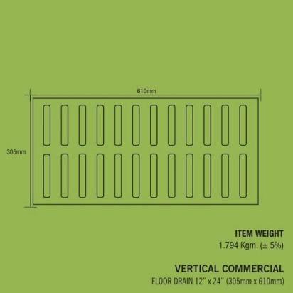 Lipka Vertical Commercial 304-Grade Floor Drain (12 x 24 Inches) 1