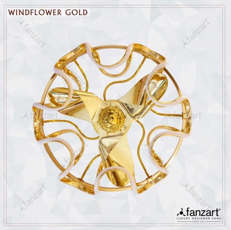Fanzart Windflower Gold – 26” Fandelier with 3 x 22″ 5D vortex blades, BLDC motor, Summer-Winter feature, Multi-Coloured LED & Dimmer 4