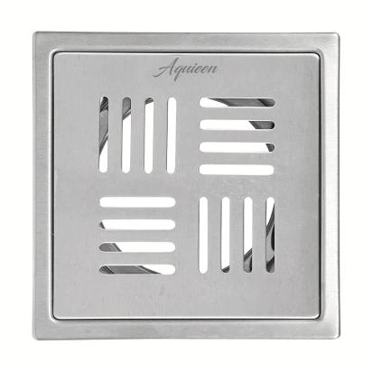 Aquieen 5x5 Inch Floor Grating / Drainer In Matte Finish | Florin Design & SS304 Drainer | Anti-Clog & Drain Cover & Kitchen by Aquieen : Colours available: Chrome