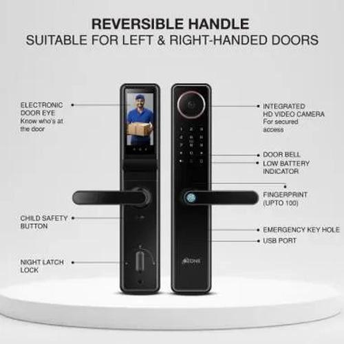 Ozone Smart Wi-Fi External Lock with Integrated HD Video Camera for Wooden & Metal Doors - OZ-FDL-02-LIFE-NXT-i BLACK 4