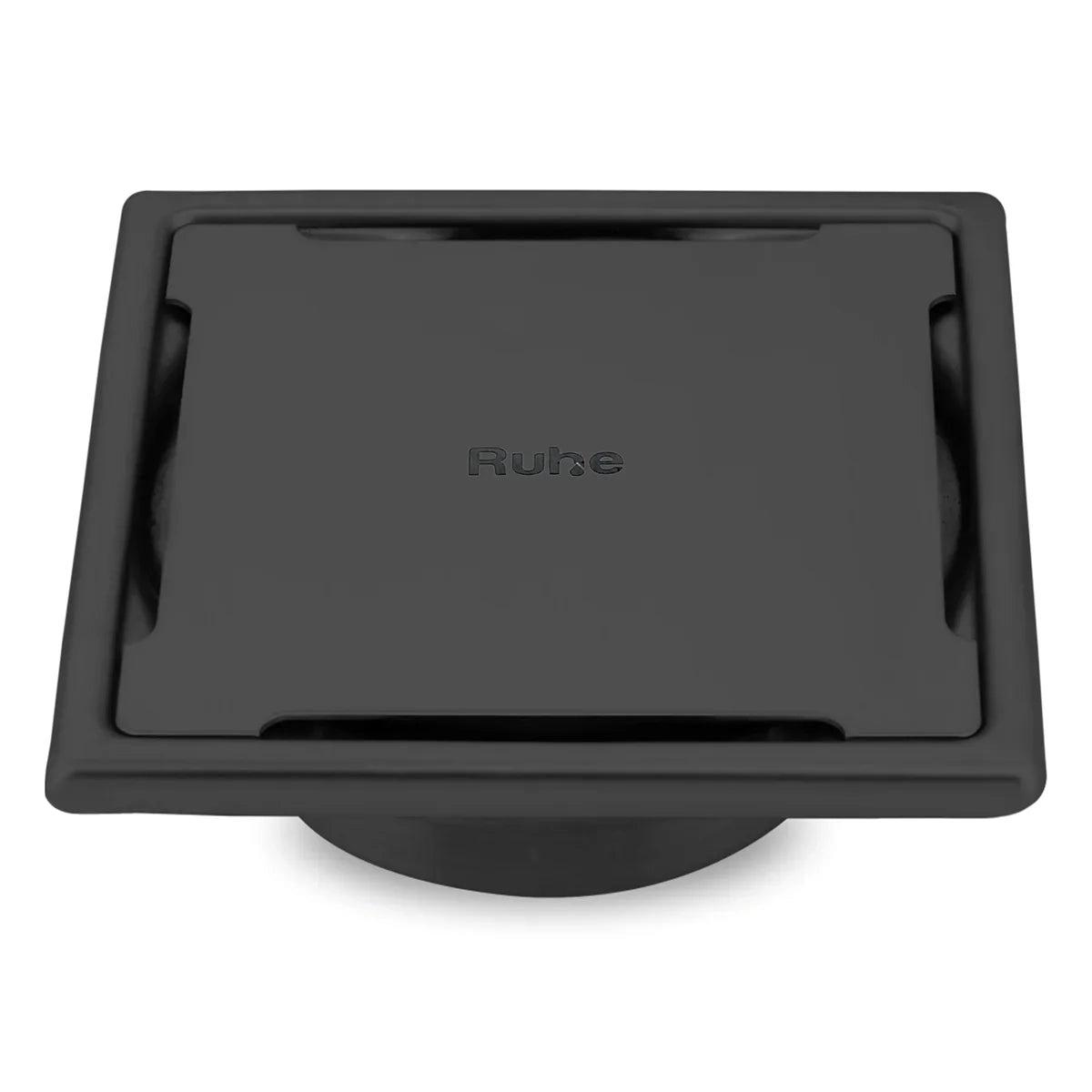 Ruhe Diamond Square 304-Grade Floor Drain in Black PVD Coating 6 x 6 Inches