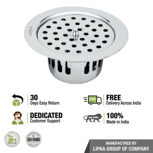 Lipka Round Flat Cut Floor Drain (5.5 inches) with Cockroach Trap & Lid 3