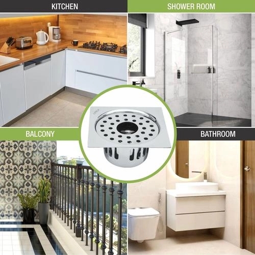 Lipka Square Flat Cut Floor Drain (6 x 6 Inches) with Hole and Cockroach Trap 5