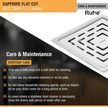 Ruhe Sapphire Square Flat Cut 304 Grade Floor Drain - (5 x 5 Inches) by Ruhe : Colours available: Silver 3 5