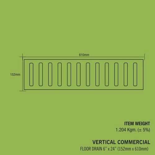 Lipka Vertical Commercial 304-Grade Floor Drain (6 x 24 Inches) 1