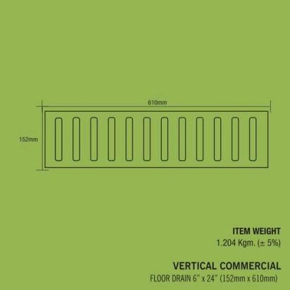 Lipka Vertical Commercial 304-Grade Floor Drain (6 x 24 Inches) 1