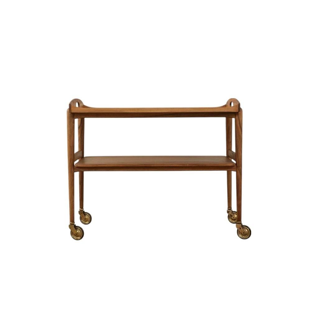 Adhunika Furnitures Premium Wooden Serving Trolley for Hotels – 2-Tier Elegant Food Cart on Wheels 3