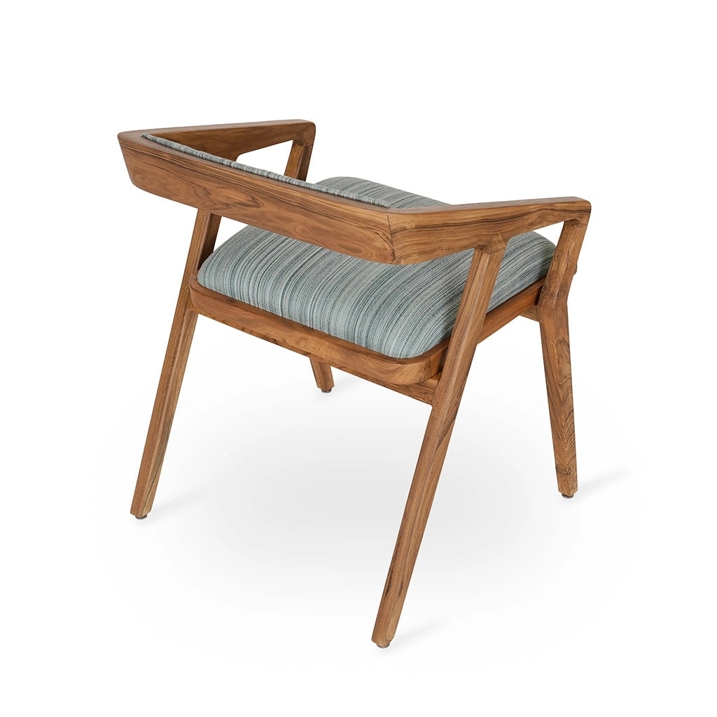Alankaram Casilla - Teak Dining Chair Upholstered Back, Grey Fabric by Alankaram : Colours available: Brown, Grey 2 3