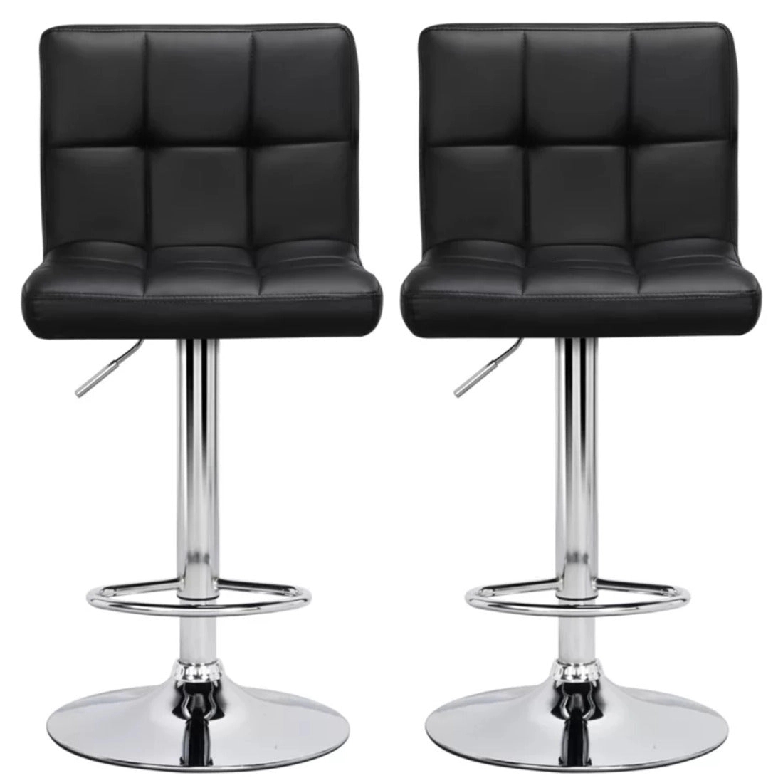 Vibecrafts Plush Leatherette Black Bar Stool / Long Chair - Set Of 2 by Vibecrafts : Colours available: Black 2 3