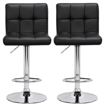 Vibecrafts Plush Leatherette Black Bar Stool / Long Chair - Set Of 2 by Vibecrafts : Colours available: Black 2 3