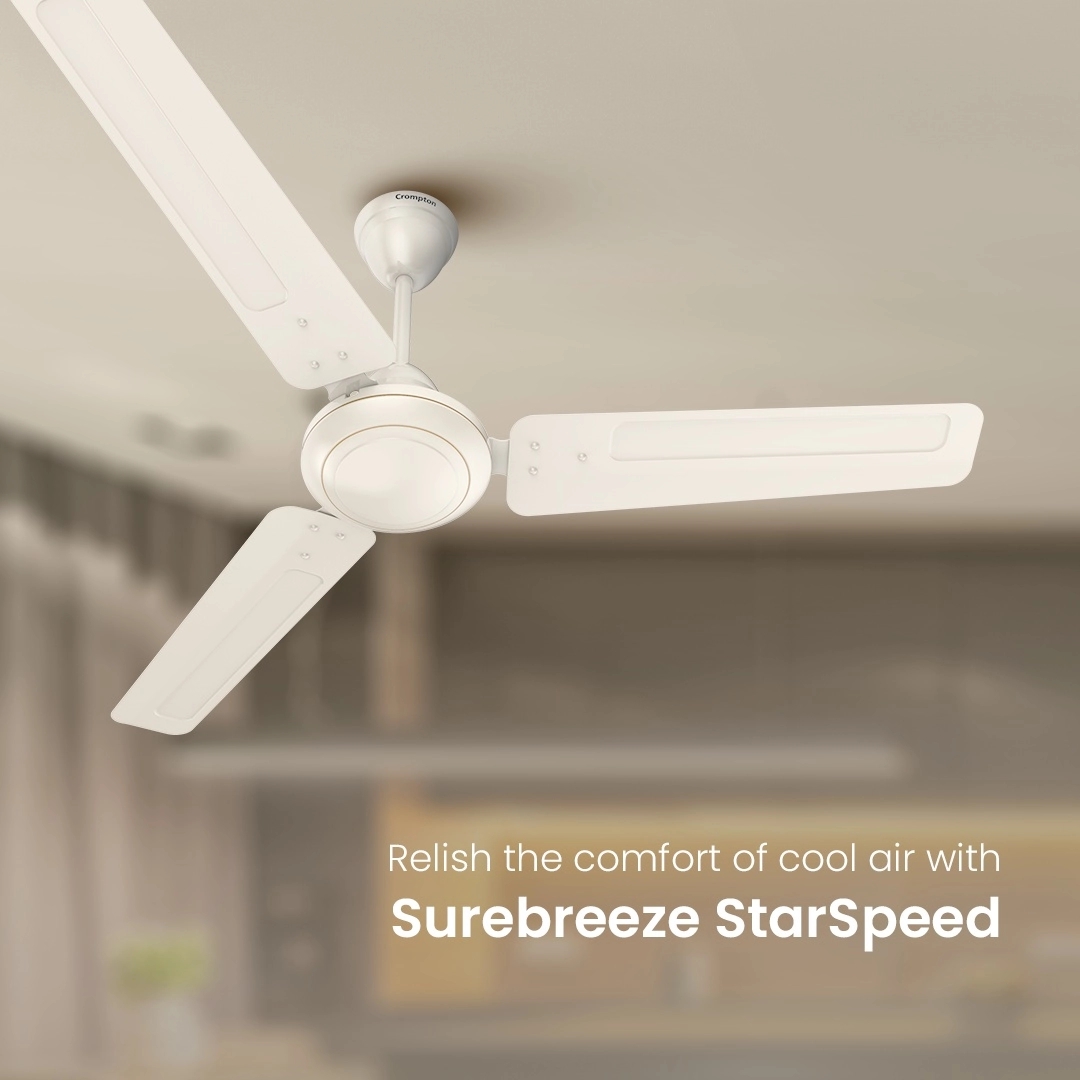 Crompton Surebreeze Starspeed| Ceiling Fan - Ivory by Crompton : Colours available: Ivory 3 1