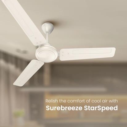 Crompton Surebreeze Starspeed| Ceiling Fan - Ivory by Crompton : Colours available: Ivory 3 1