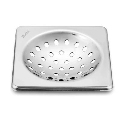Ruhe One Square with Collar Floor Drain 5 x 5 inches by Ruhe : Colours available: Silver