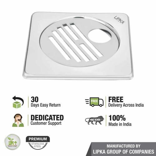 Lipka Eon Square Floor Drain with Golden Classic Jali and Hole (6 x 6 Inches) 4