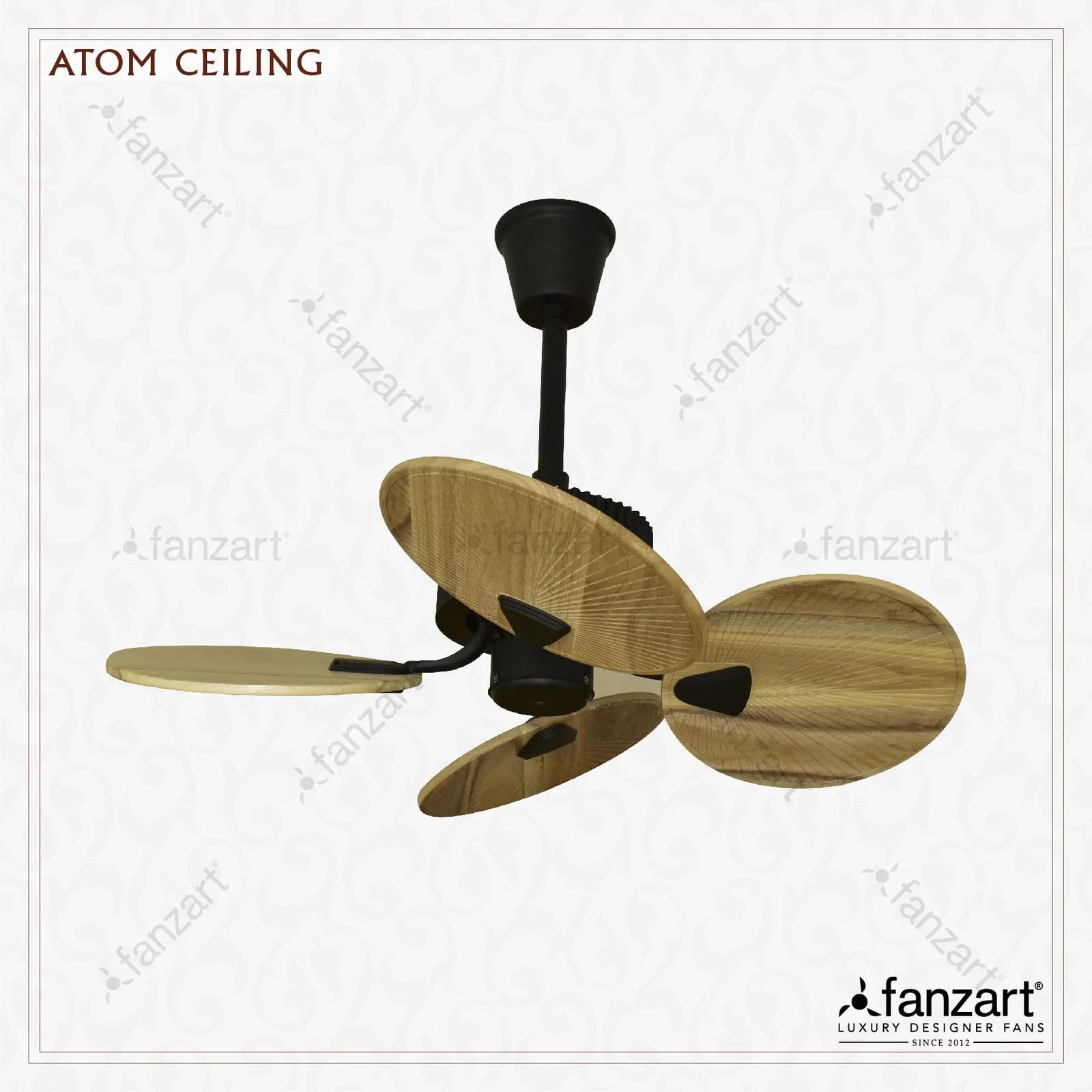 Fanzart Atom Ceiling Mount- 34″ Tropical Fan with 4 x Natural Wooden Blades, Optional Remote Integration 2