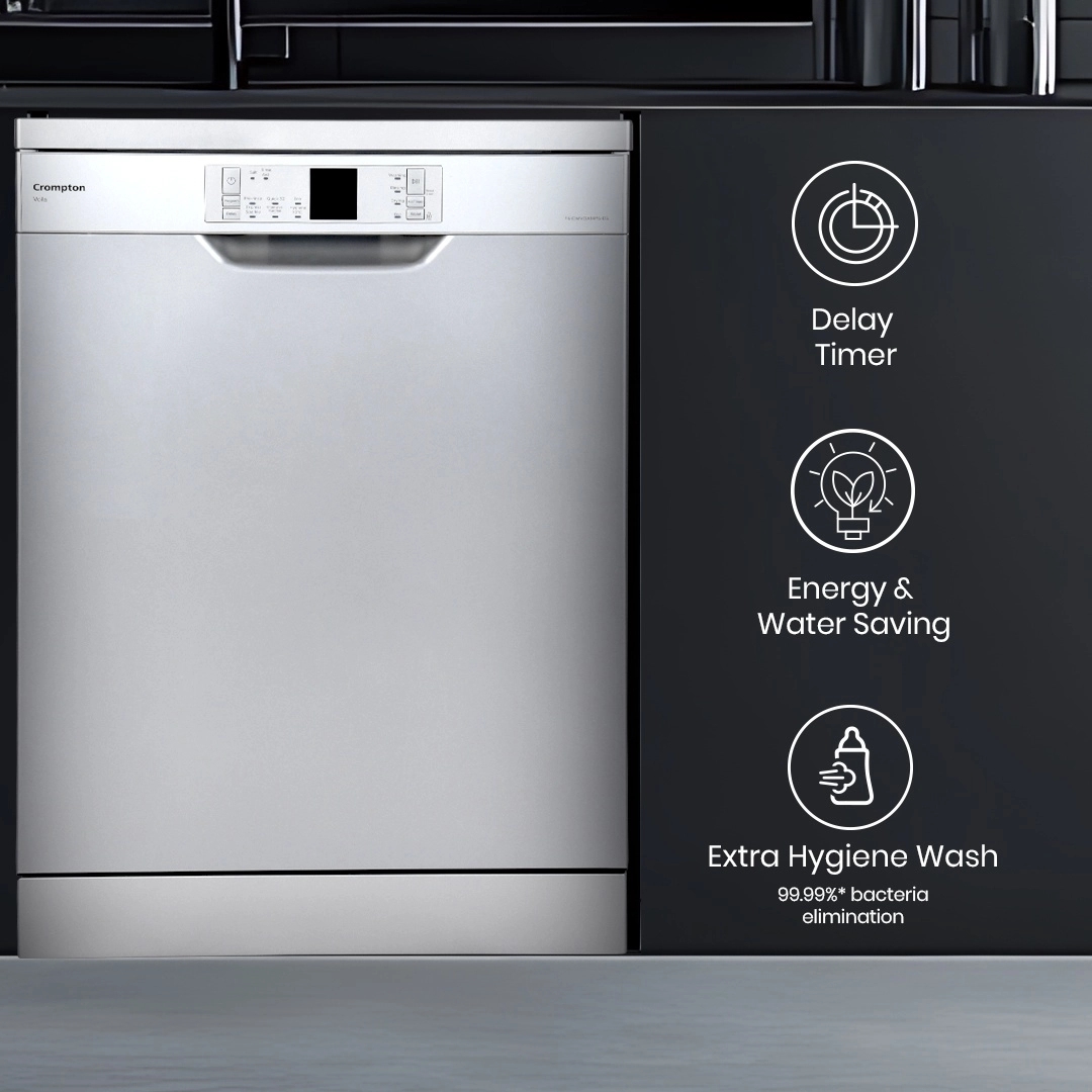 Crompton Voila FreeStanding 14 PlaceStanding Dishwasher by Crompton : Colours available: Silver 1 3